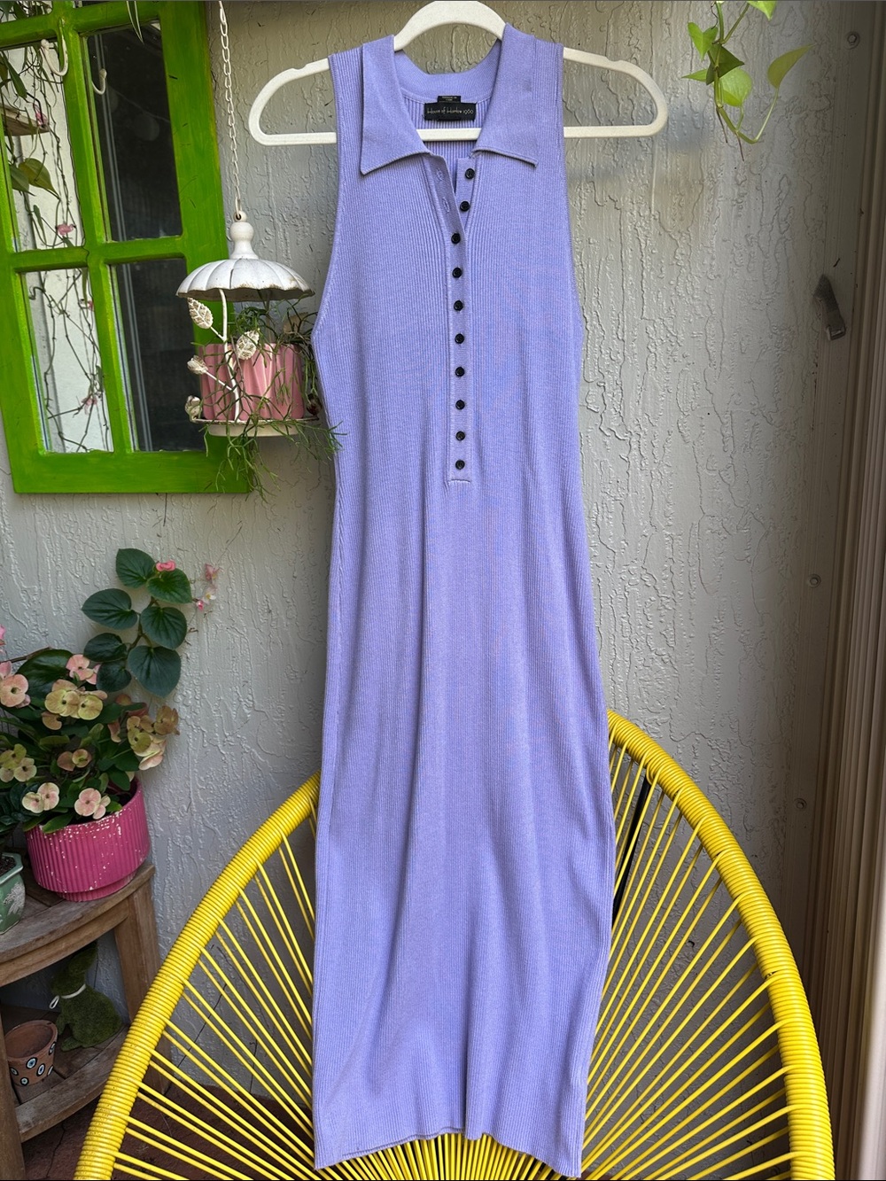 House of Harlow 1960 Lavender Ribbed Sleeveless Polo Dress